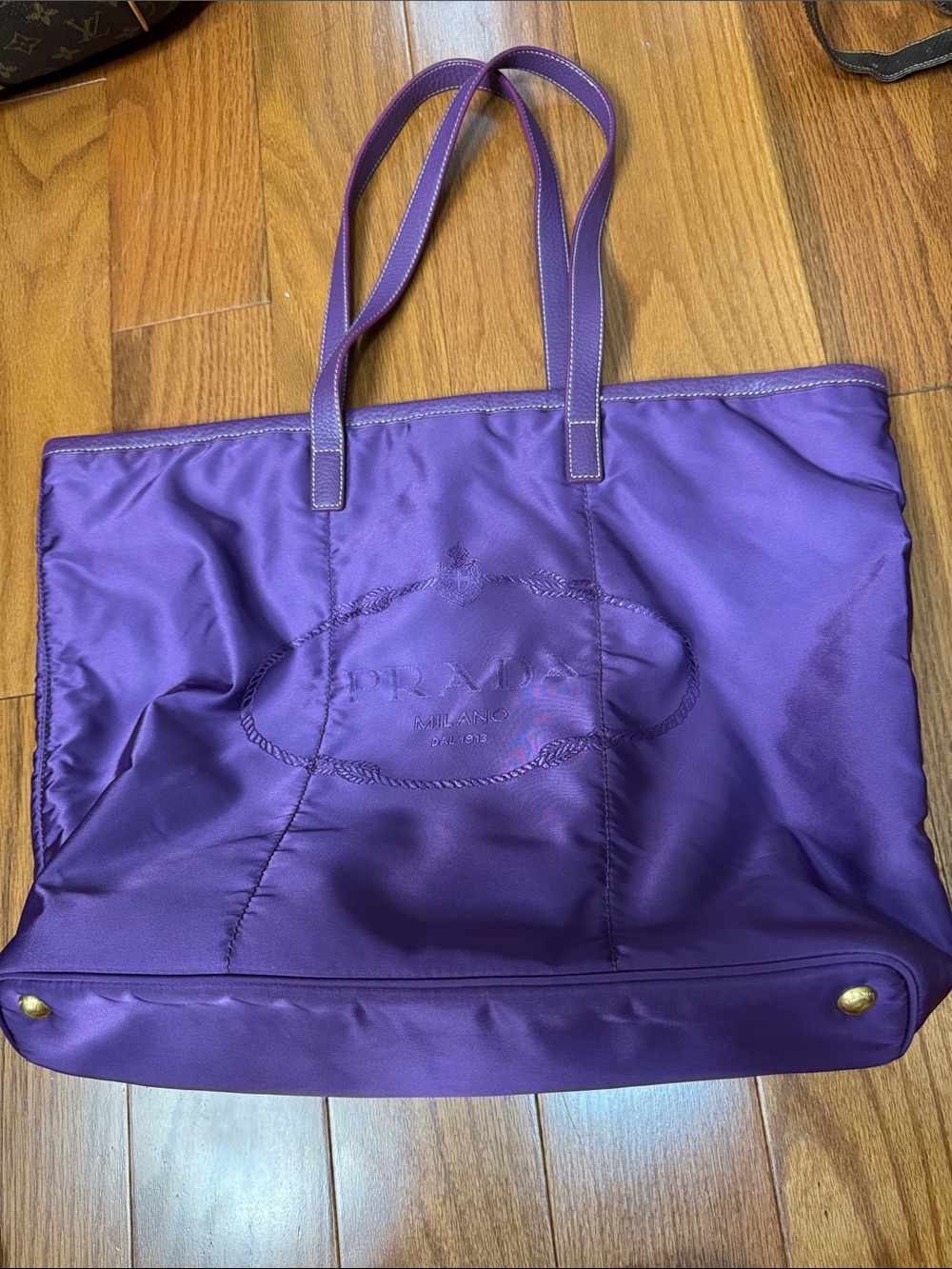 Prada Purple Nylon Tote with Embossed Logo
